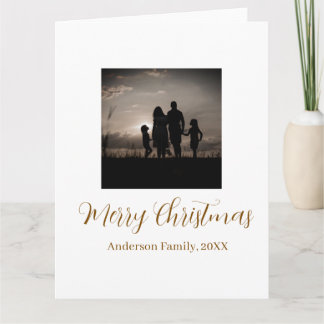 familjen god jul guld 20xx foto enkel mo kort