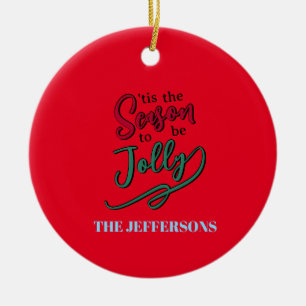 Familjen Gott Nytt År God Jul Julgransprydnad Keramik