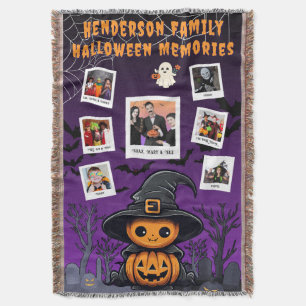 Familjen Halloween-minnen Collage – Barn Häxa Filt