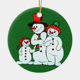 Familjen helgdag snögubbe julgransprydnad keramik