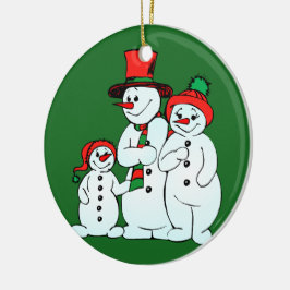 Familjen helgdag snögubbe julgransprydnad keramik