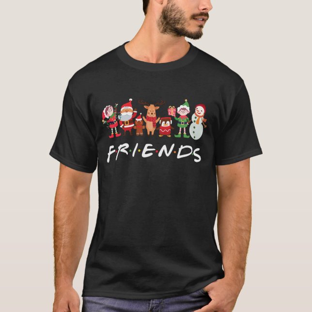 Familjen Jul Friends Santa Rudolph Snögubbe T Shirt (Framsida)