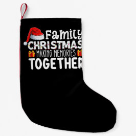 Familjen jul gör minnen tillsammans semester liten julstrumpa