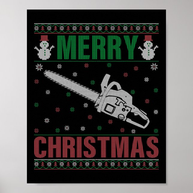 Familjen Julafton Pajamas Matching Chainsee Ugly C Poster (Framsidan)