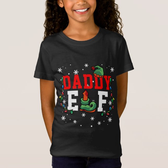 Familjen julafton pappa Elf jul ljus T Shirt (Framsida)
