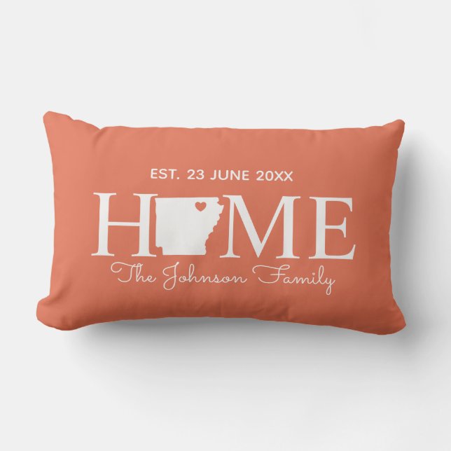 Familjen karta personlig i Arkansas Lumbarkudde (Framsida)