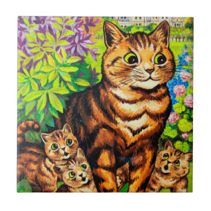 Familjen Katt i en Garden, Louis Wain Kakelplatta