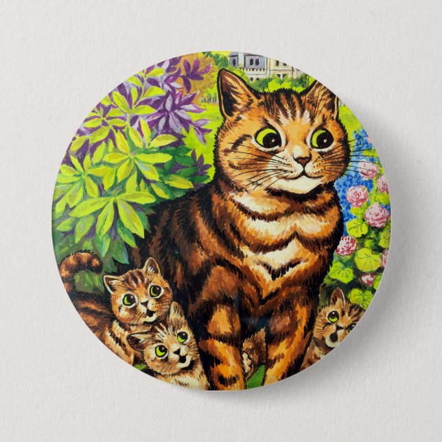 Familjen Katt i en Garden, Louis Wain Knapp (Framsida)