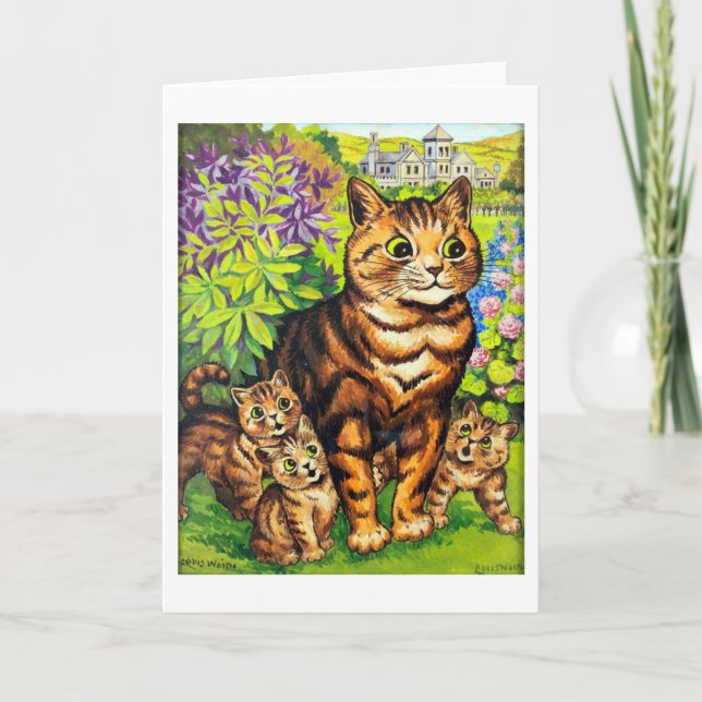 Familjen Katt i en Garden, Louis Wain Kort (Framsida)