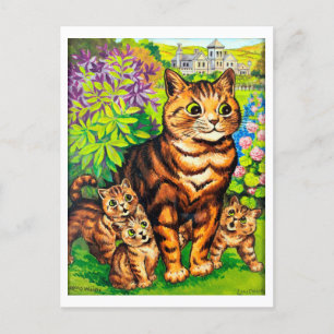 Familjen Katt i en Garden, Louis Wain Vykort
