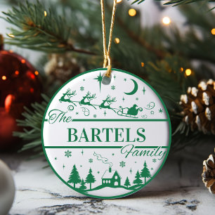 Familjen Keepie Santa med Sleigh Anpassningsbar ju Julgransprydnad Keramik