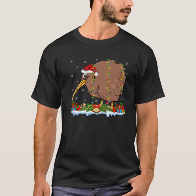 Familjen Kiwi Älskare Matching Santa Hat Kiwi Chri T Shirt (Framsida)
