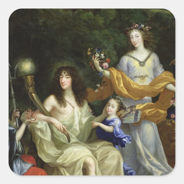 Familjen Louis XIV 1670 Fyrkantigt Klistermärke (Framsida)