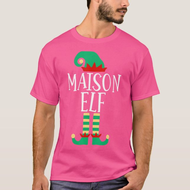 Familjen Maison Elf som matchar julpajamas T Shirt (Framsida)