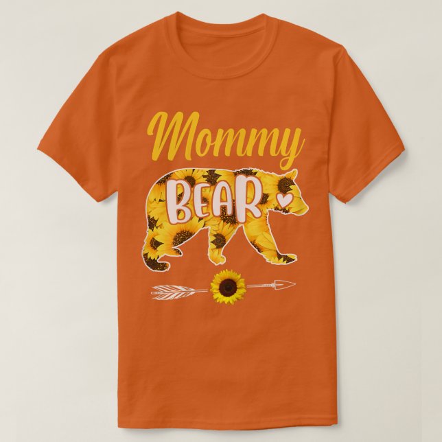 Familjen Mamma Bear Sunblomma Mor Far T Shirt (Design framsida)