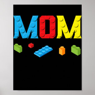 Familjen Mamma Master Builder Bygger Bricks Blocka Poster