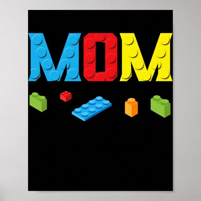 Familjen Mamma Master Builder Bygger Bricks Blocka Poster (Framsidan)
