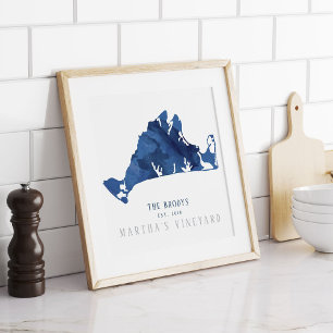 Familjen Marthas Vineyard Blue Karta är etablerad Poster