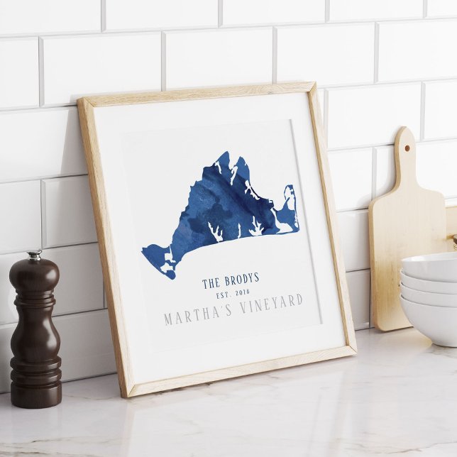 Familjen Marthas Vineyard Blue Karta är etablerad Poster (Skapare uppladdad)