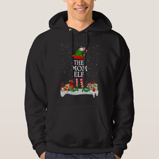 Familjen Matchande jul Mamma Elf Hoodie (Framsida)