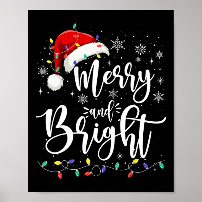 Familjen Merry och Bright Ljus Red Santa Hat Julaf Poster (Framsidan)