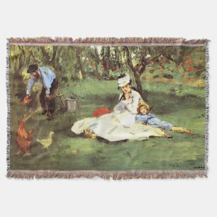 Familjen Monet i trädgården Edouard Manet Filt