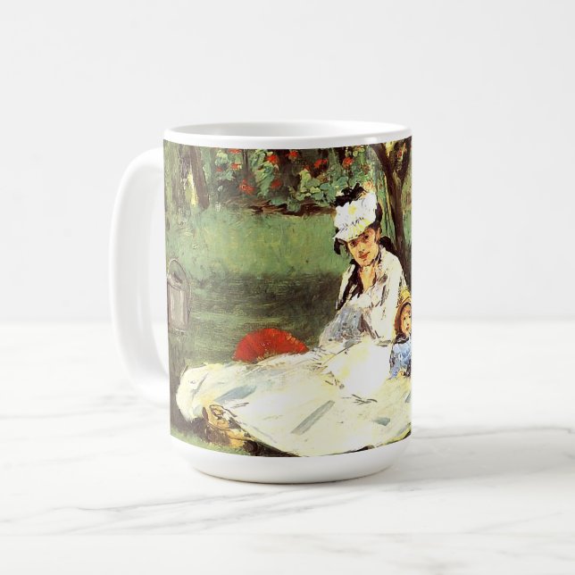 Familjen Monet i trädgården Edouard Manet Kaffemugg (Framsida vänster)