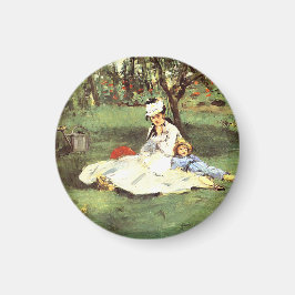 Familjen Monet i trädgården Edouard Manet Magnet