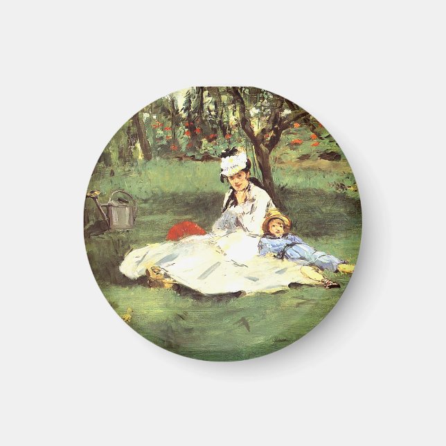 Familjen Monet i trädgården Edouard Manet Magnet (Framsidan)