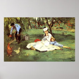 Familjen Monet i trädgården Edouard Manet Poster