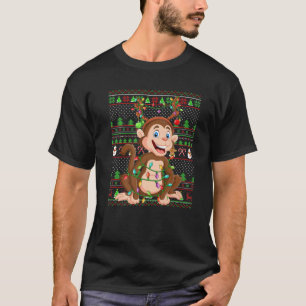 Familjen Monkey Älskare matchar den uggla apan jul T Shirt