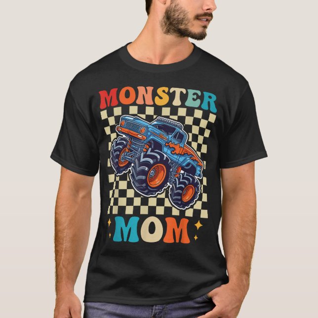 Familjen Monster Lastbil Mamma Matching Monster La T Shirt (Framsida)