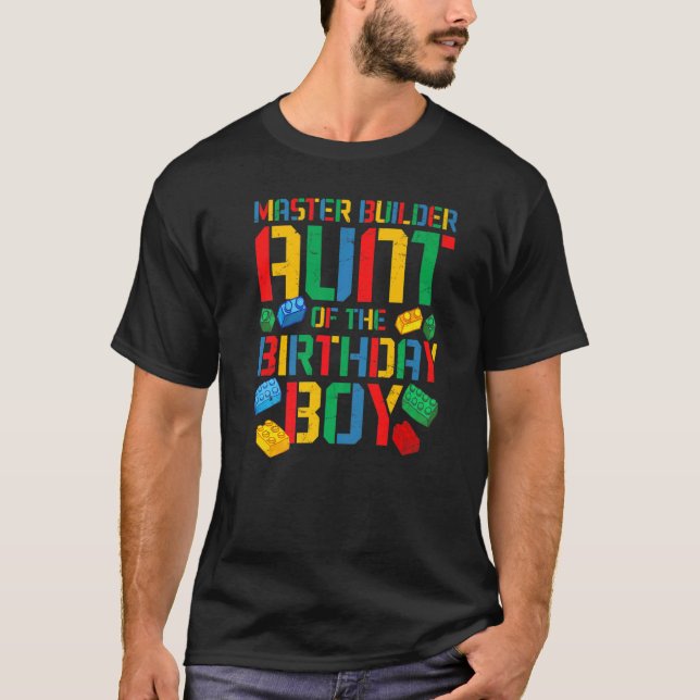 Familjen Moster Master Builder Bygger Bricks Block T Shirt (Framsida)