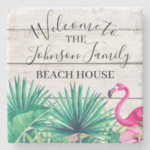 Familjen Namn Beach House i den tropiska Blommigte Stenunderlägg