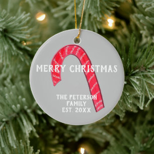 Familjen Namn Candy cane Julgran Reversibel Julgransprydnad Keramik