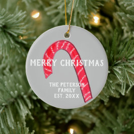 Familjen Namn Candy cane Julgran Reversible Julgransprydnad Keramik