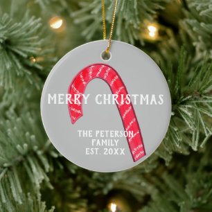 Familjen Namn Candy cane Julgran Reversible Julgransprydnad Keramik