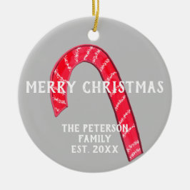 Familjen Namn Candy cane Julgran Reversible Julgransprydnad Keramik
