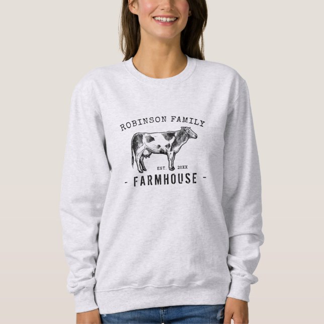 Familjen Namn Farmhouse Rustic Dairy Mjölk Cow T Shirt (Framsida)