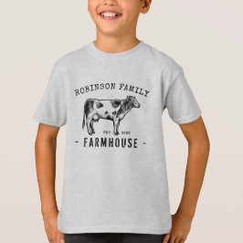 Familjen Namn Farmhouse Rustic Dairy Mjölk Cow T Shirt