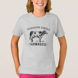 Familjen Namn Farmhouse Rustic Dairy Mjölk Cow T Shirt