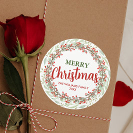 Familjen Namn God jul Runt Klistermärke