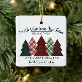 Familjen Namn Julgran Farm Red Grönt PCe Julgransprydnad Keramik