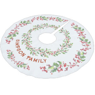 Familjen Namn Julgran Skirt Holly och Ivy Julgransmatta Borstad Polyester