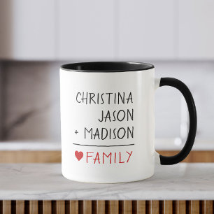 Familjen Namn Math Kärlek för familjen tre Mugg