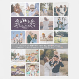 Familjen Namn Monogram | 15 Fotokollage Fleecefilt