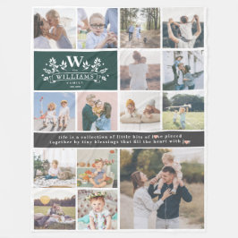 Familjen Namn Monogram | 15 Fotokollage Fleecefilt