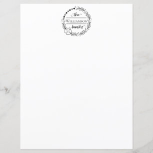 Familjen Namn Monogram Blommigt Utandning Stationä