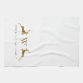 Familjen Namn Monogram Guld Hjort Kökshandduk