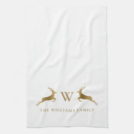 Familjen Namn Monogram Guld Hjort Kökshandduk